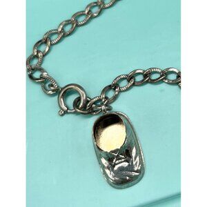 Vintage LESTAGE 1950s STERLING Baby Shoe Charm Bracelet Mother's Jewelry 7"